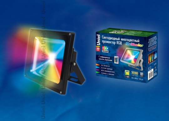 Прожектор Uniel  ULF-Q511-30W/RGB IP65  220-240B Black  Vople UL-00002562