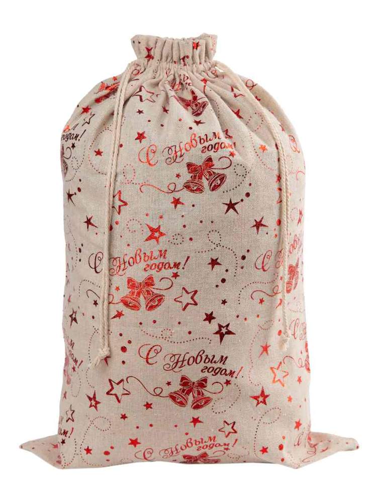 ФЕНИКС ПРЕЗЕНТ Мешочек из хлопка 81718 С Новым Годом с затяжкой 0,2*40*56см