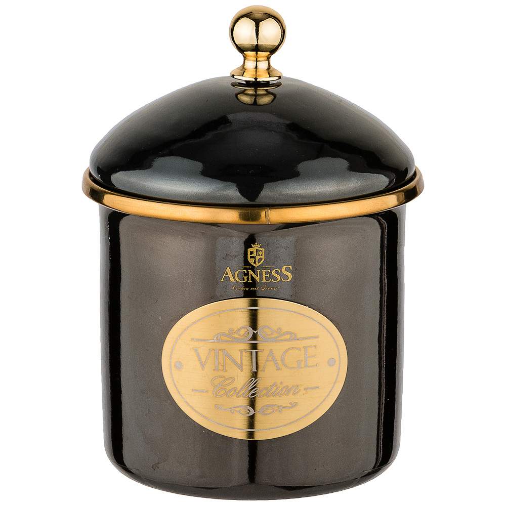 AGNESS Тюдор черный металлик Банка д/сыпучих 950-258 0,5л 9х9см