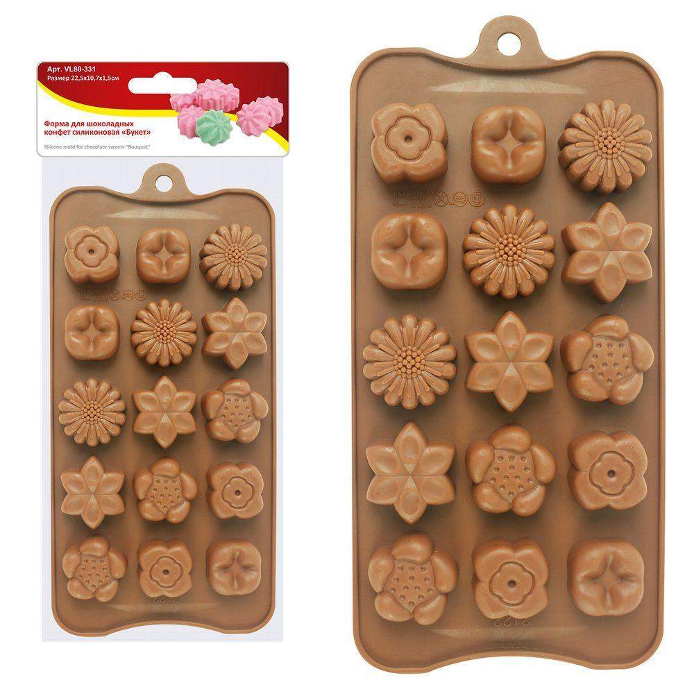 МУЛЬТИДОМ Форма VL80-331 д/изготовления шоколадных конфет Букет силикон