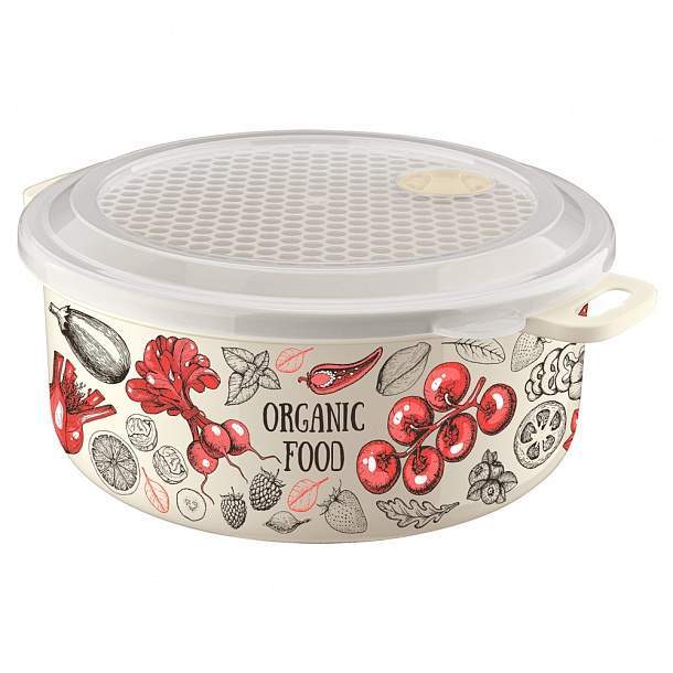 БЫТПЛАСТ Емкость 433106407 Phibo д/холодильника и СВЧ 3100мл бежевый с декором микс 230x274x107мм 