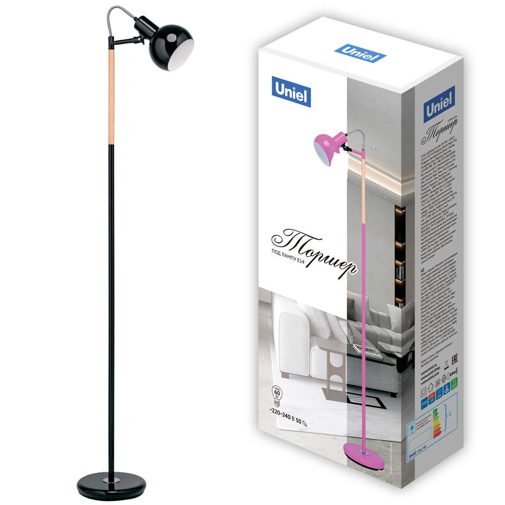 Торшер UML-T702 60W E14 черный мех.выкл. UL-00010182
