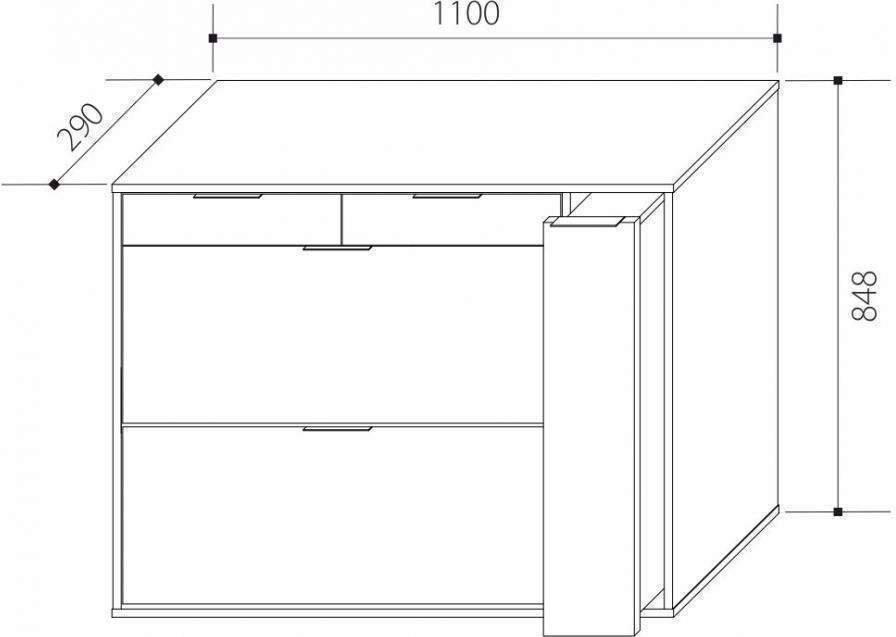 Визит-3 LOFT  В3-Т1 Тумба комбин.  ЛДСП дуб ир-кий+белен./дуб ир-кий В85*Ш110*Г29