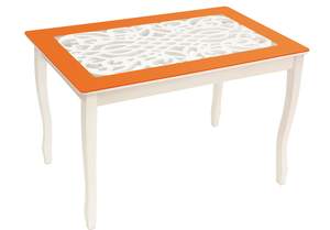 Стол Обеденный Стиль 2 ажур IV оранжевый/триумф белый  б/полки 