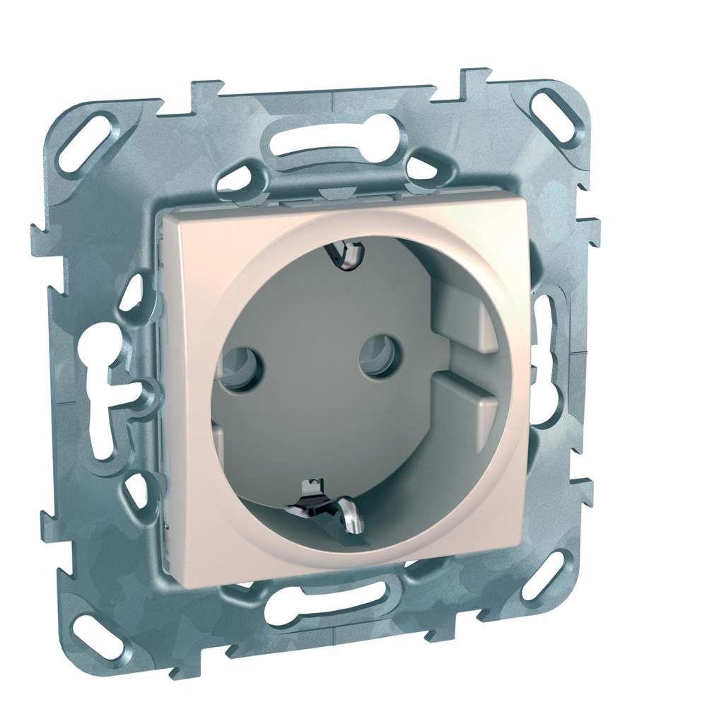 Розетка SE Unica Беж. 1-ая с с/з с защит.штор. MGU5.037.25ZD