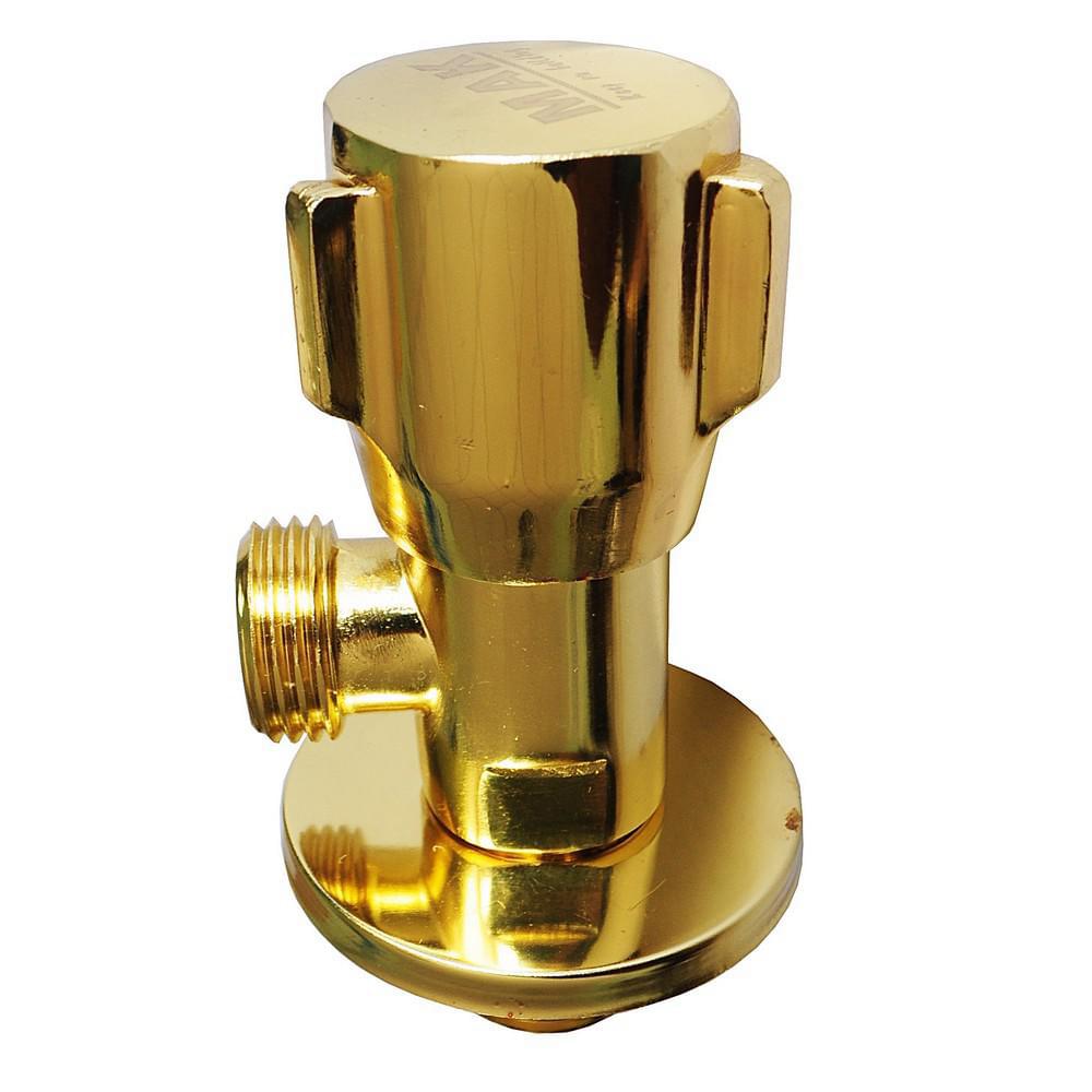Кран  МАК металлокерамика углов. Золото 1/2"х1/2"  круг.ручка с чашкой 118