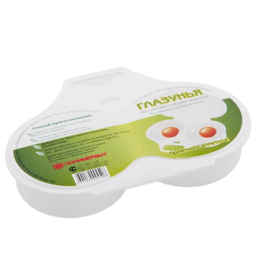 ПОЛИМЕРБЫТ Контейнер 4345200 Глазунья д/приготовления 2-х яиц в СВЧ 160х120х30мм 