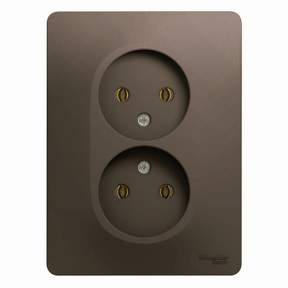 Розетка SE Glossa  Шоколад  2-м  СП 16А IP20 б/з  GSL000820