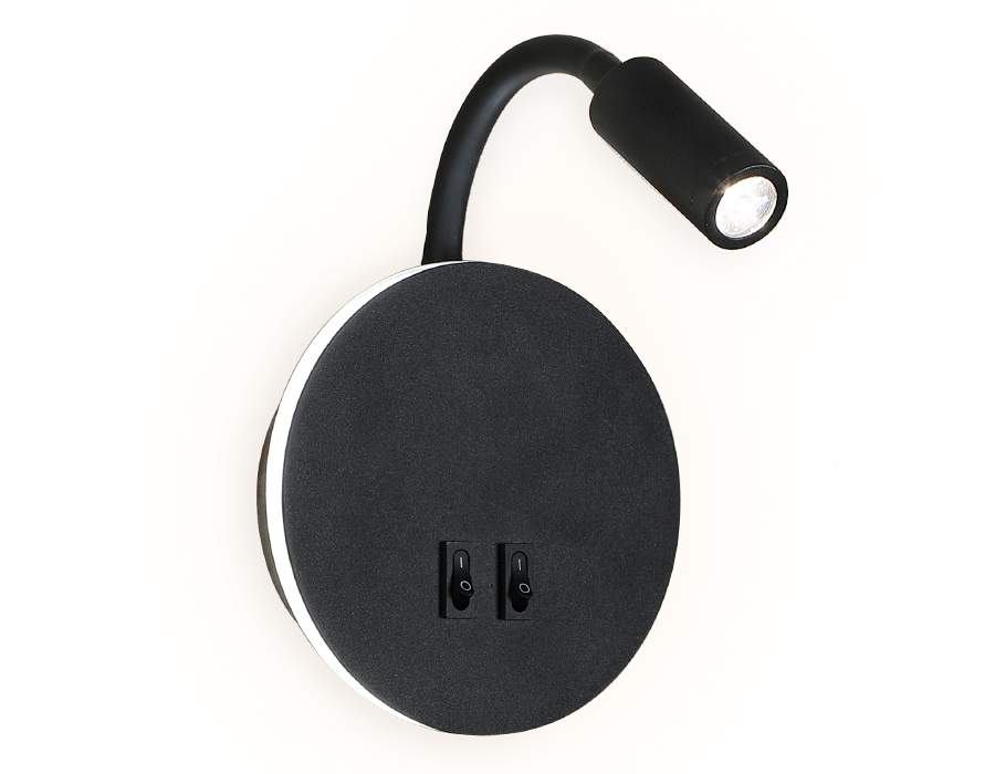 Св-к Бра MAYSUN FW296 SBK черный/песок 6W+3W D150*163 настен.с выкл. LED 6400K