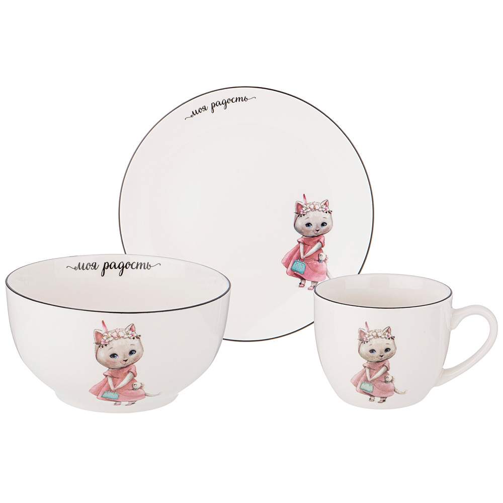 LEFARD Набор детской посуды 260-686 Моя радость 3 пр.(салатник 470мл/тарелка 20см/кружка 220мл)