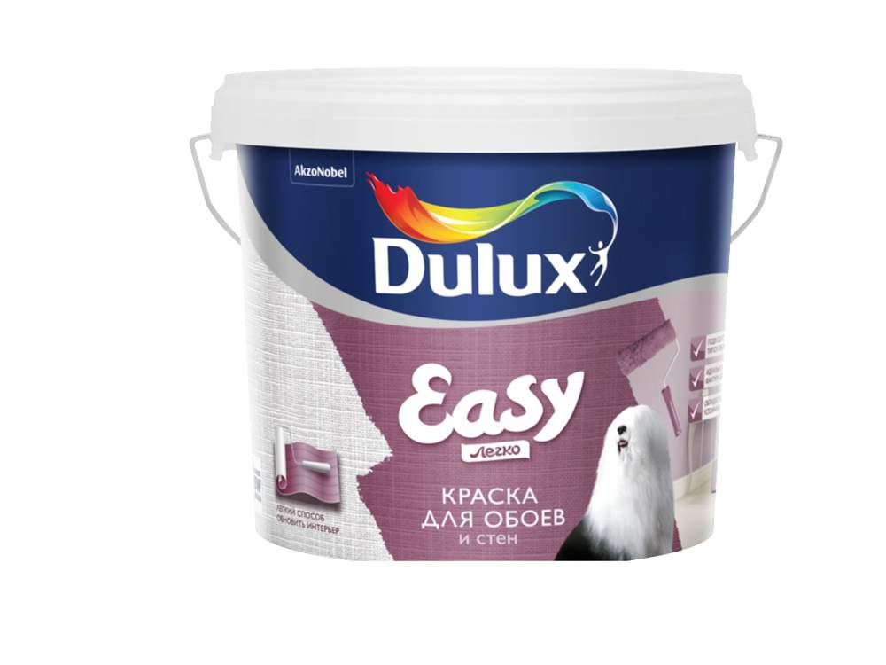 Краска Dulux / Luxium Easy для обоев и стен матовая база BW  5л  5183563/5733762