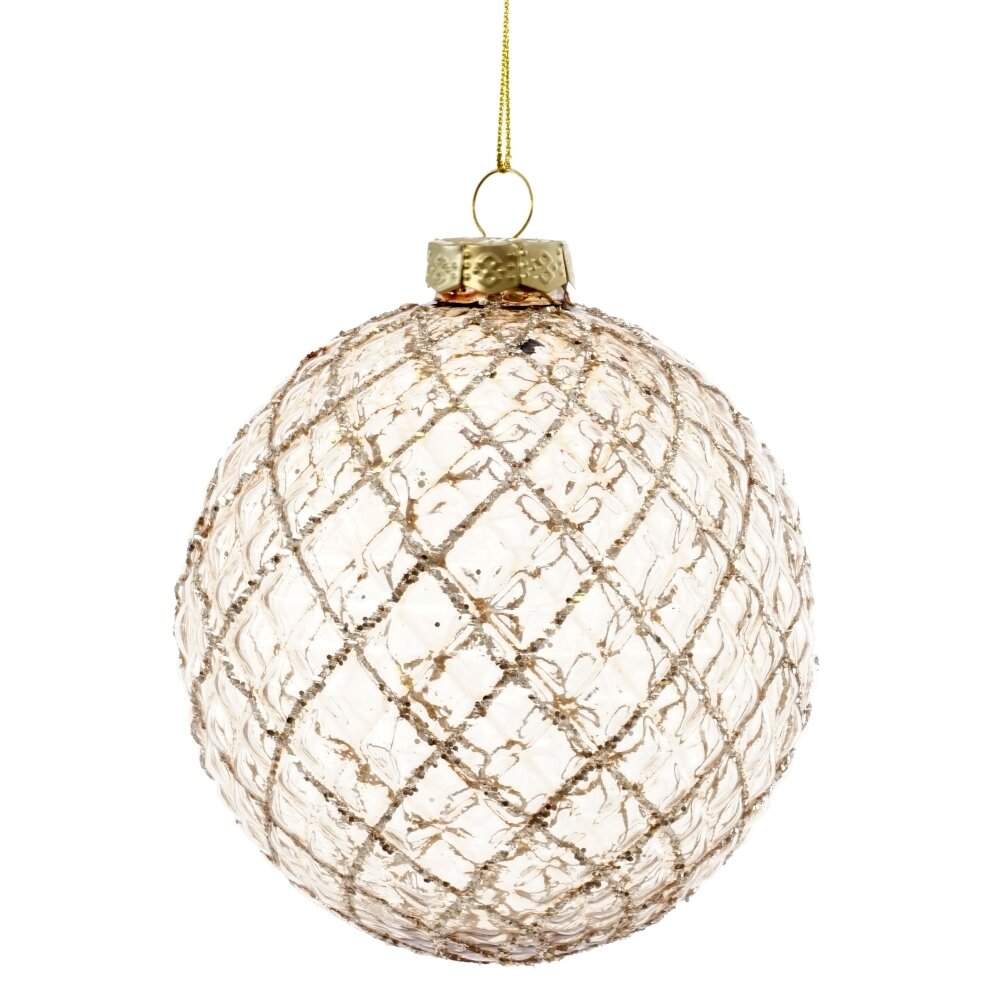 REMECO COLLECTION Игрушка елочная Шар 809518 Сеточка золото/прозрачный стекло 8см