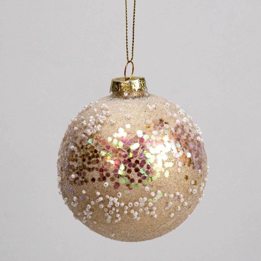 DECOLINE Игрушка елочная Шар 982312043 шампань 8см со стразами (стекло) 