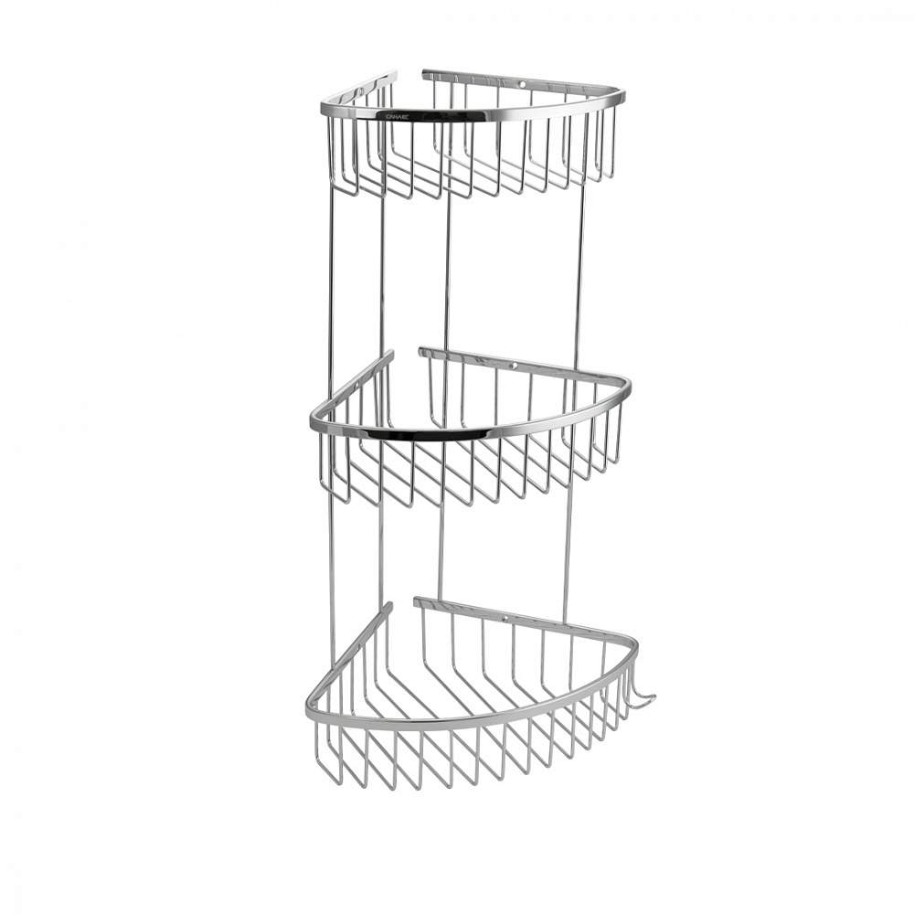 Полочка САНАКС  углов. овальная тройная 25х22х18см /нерж.хр./ 75058