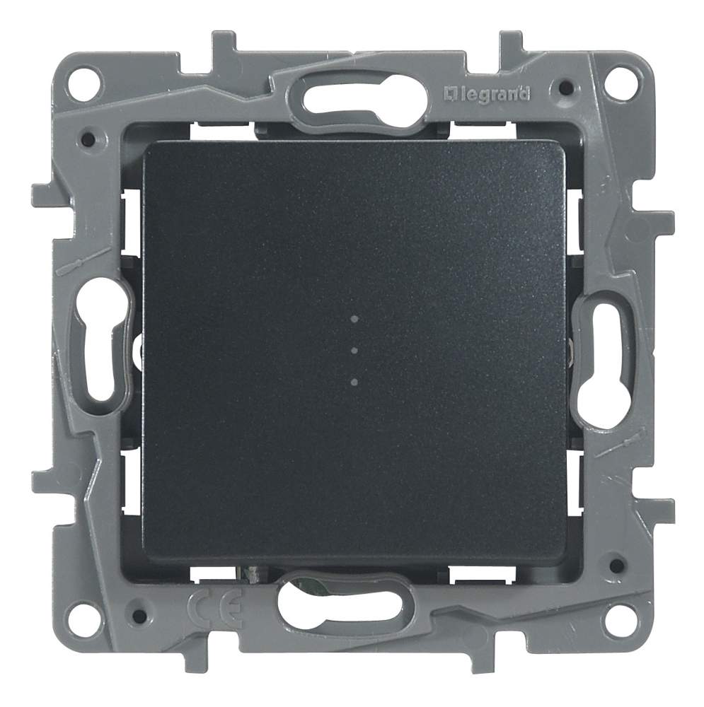 Переключатель Etika с подсветкой 10А антрацит  672615