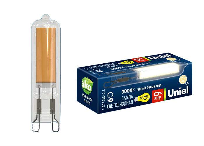 Лампа Uniel LED-JCD-6W/3000K/G9/CL GLZ08TR UL-00005057