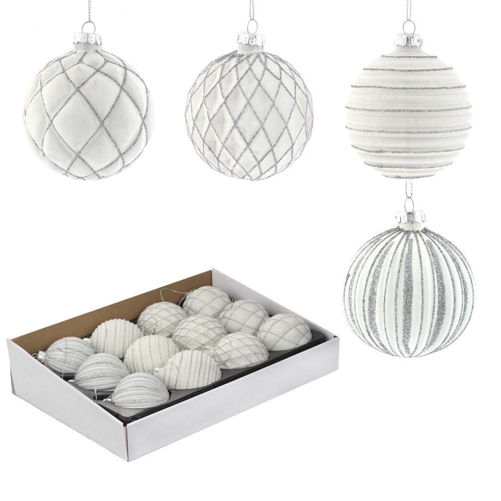 REMECO COLLECTION Игрушка елочная Шар 741097 Белая фантазия микс стекло 8см