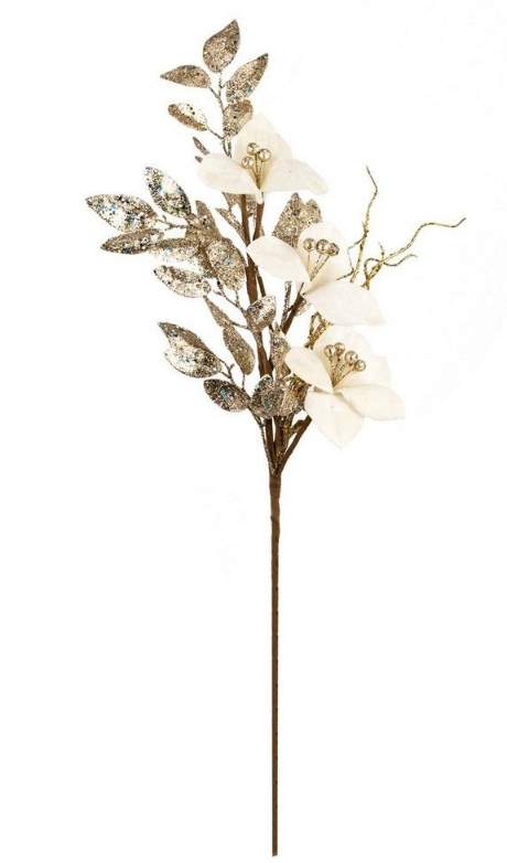 DECOLINE Ветка декоративная HY1850-Y1450 с цветами 71см белый 