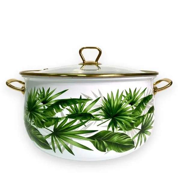 O.M.S. Тропики Кастрюля 2,8л эмаль ручки золото 1004-TR-18-Gd