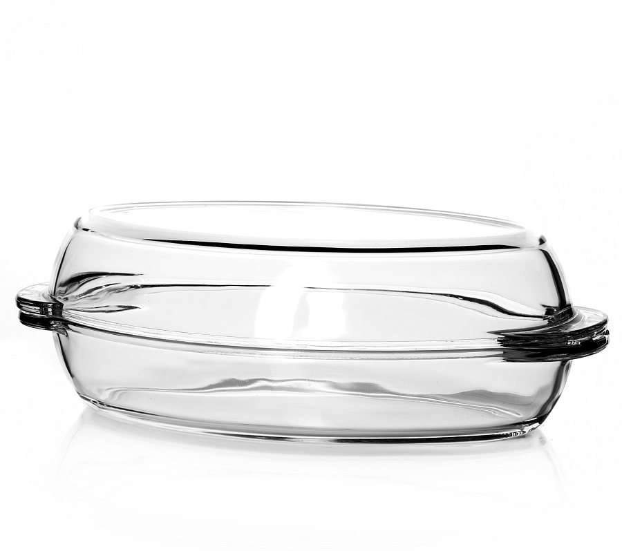 BORCAM Форма 59032 1800мл+1800мл овальная со стеклянной крышкой 340х195х55мм