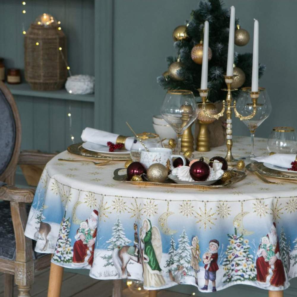 ЭТЕЛЬ Cristmas time Скатерть d150см 100% хлопок 4496670
