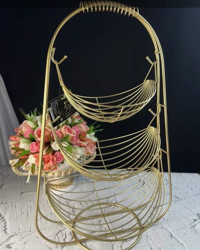 LENARDI Корзина д/фруктов 401-046 3-х ярусная 55см золото