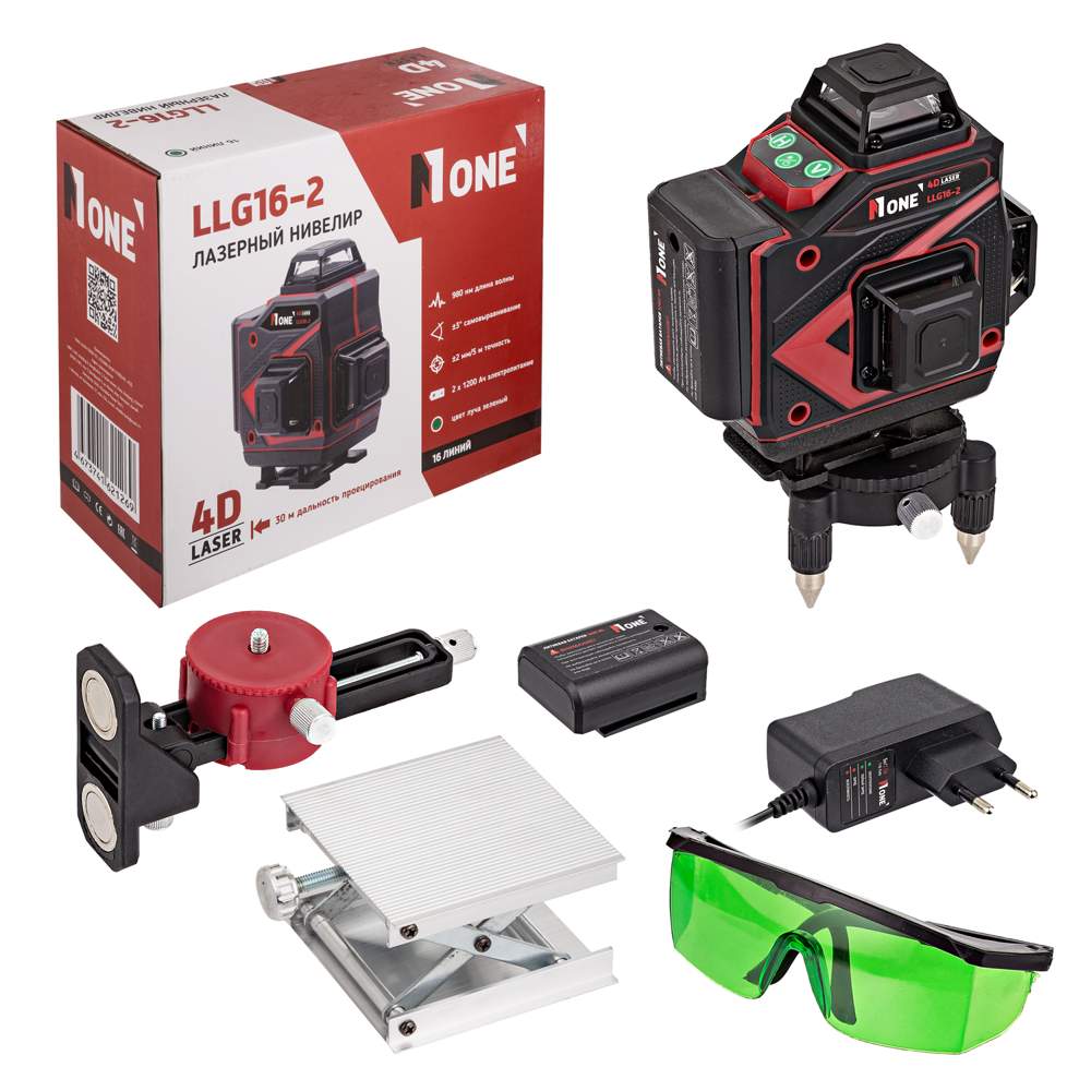 Уровень лазерный LLG16-2 зеленый 16лучей (кейс,2акк, 30м дальн., 980нм дл.волны)