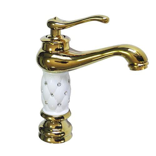 Смеситель BRIMIX  122  на раков. шар. белый-золото со стразами 