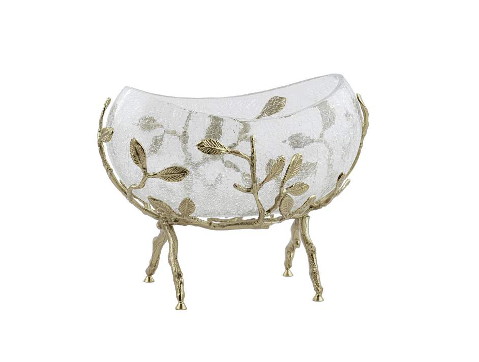 TAJ GLASS Белый обгез золото Ваза-ладья д/фруктов 21х12х19,5см 65000/61930/N0012A