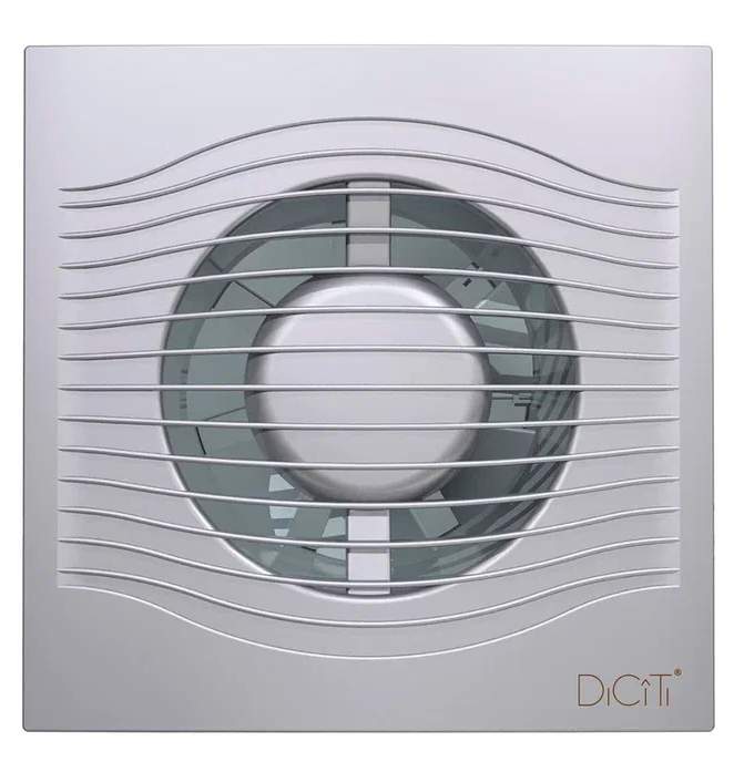 Вентилятор  SLIM 4C  gray metal осевой вытяжной с обратным клапаном D100  DiCiTi