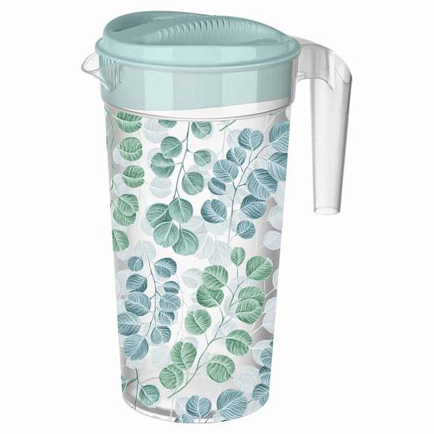 БЫТПЛАСТ Кувшин с крышкой 1500мл 433249031 Phibo полипропилен 172x117x230мм голубой с декором