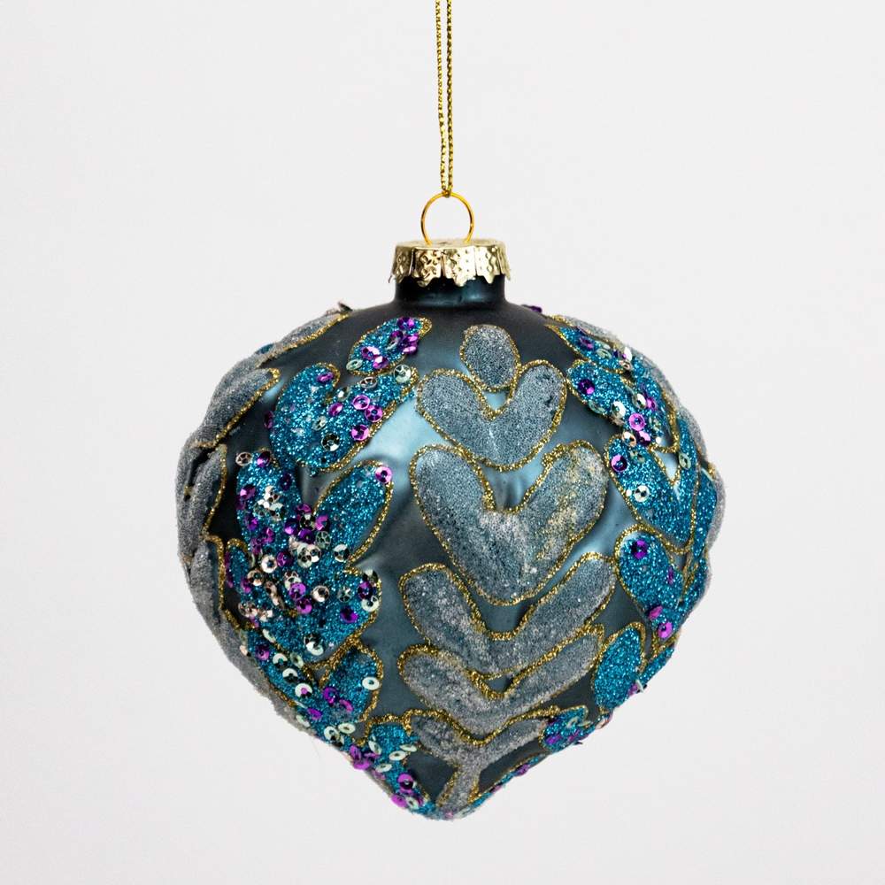 DECOLINE Игрушка елочная Луковица 982301062 голубой 10см (стекло) 