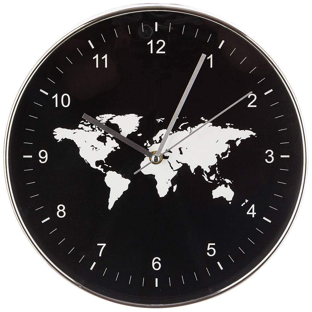LEFARD Часы 220-394 World Map настенные d30см d29см черный пластик 