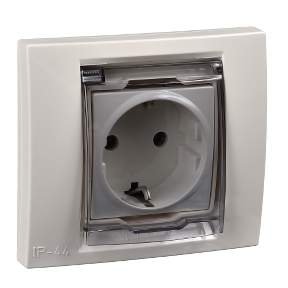 *Розетка SE Unica Беж. 1-ая с/з IP44  MGU61.037.25ZD