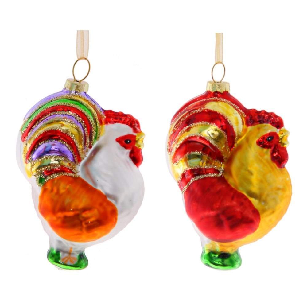 REMECO COLLECTION Игрушка елочная 753075 Петушок 6х4,5х8,5см (стекло) 2 вида