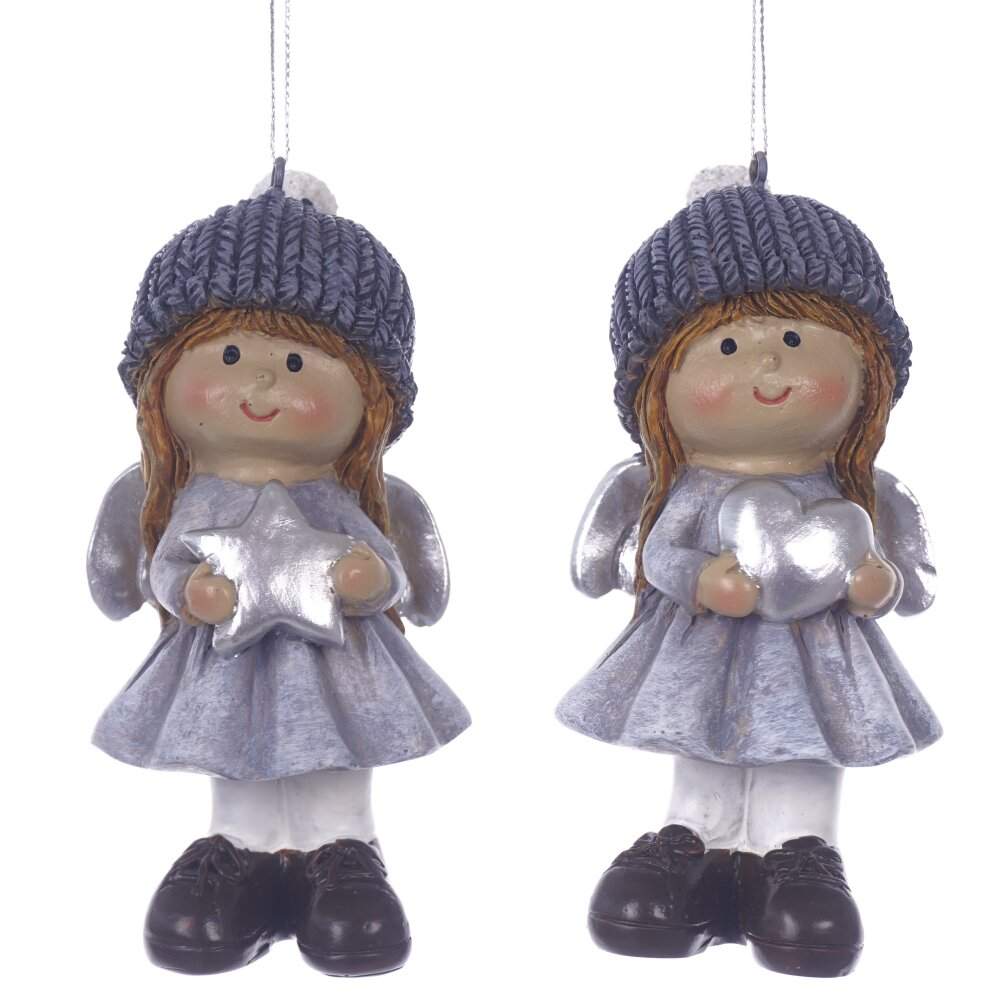 REMECO COLLECTION Украшение 825115 подвесное Ангел серебро 4,5х3,5х10см 2 вида (полимер) 