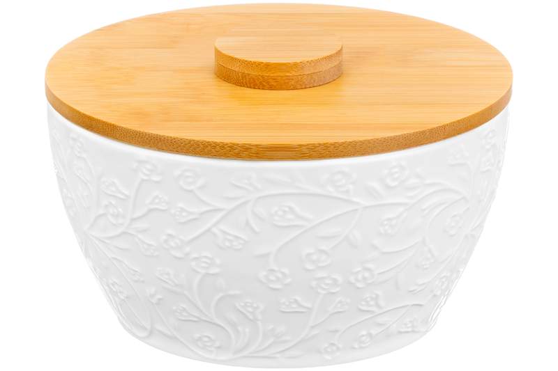 ELAN GALLERY Веточки-цветочки Банка 950251 д/сыпучих с дерев.крышкой 700мл 14,5х14,5х7,5 см 