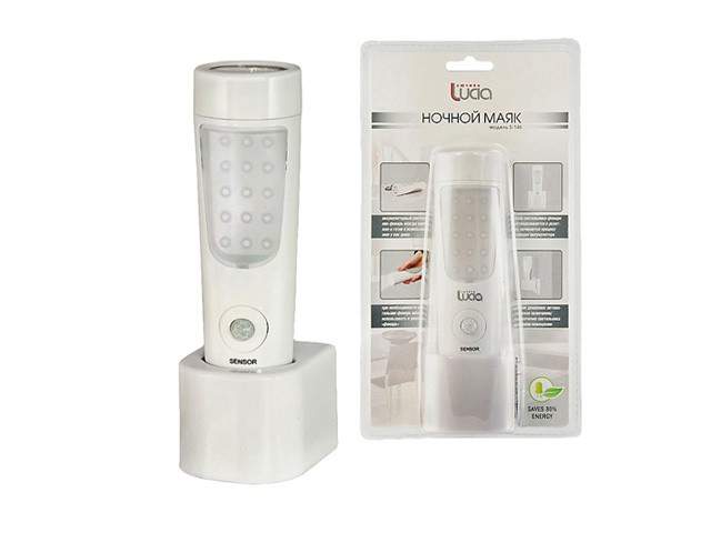 Св-к - фонарь ЛЮЧИЯ S-146  14+6 LED  датч. освещ. и движ. аккум.