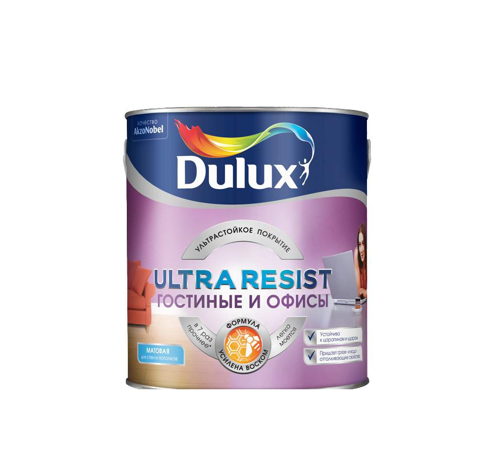 Краска Dulux / Luxium Ultra Resist гостиные и офисы BW 2,5л  5239197