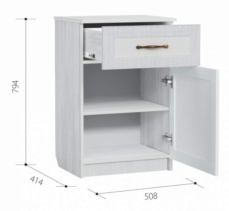 Визит-4 Тумба комбинированная общего значения МДФ  матов. +профиль рамочный Белое дерево+Холст белый