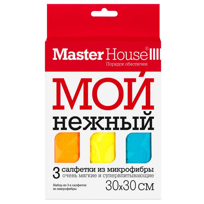 MASTERHOUSE Набор салфеток д/уборки 60171 Мой нежный микрофибра 30*30см 3шт