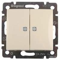 Переключатель  VALENA  2кл.с подсв. 10А слон.кость 774112