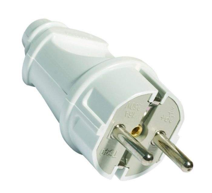 Вилка электрич. с заземлен. прям.бел. 16А 250В А101