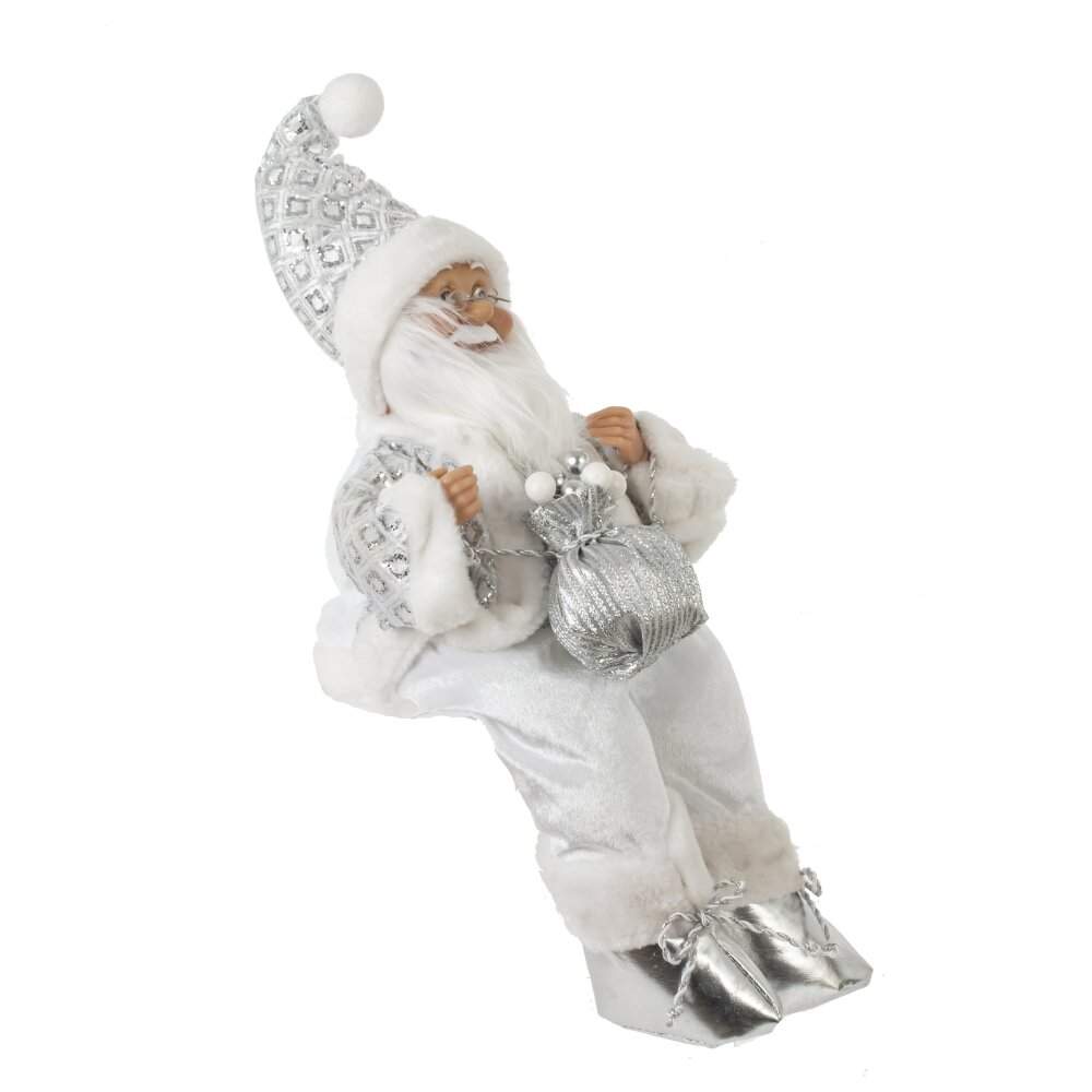 REMECO COLLECTION Дед Мороз 934217 музыкальный с функцией движения белый/серебро 18х20х30/50см 