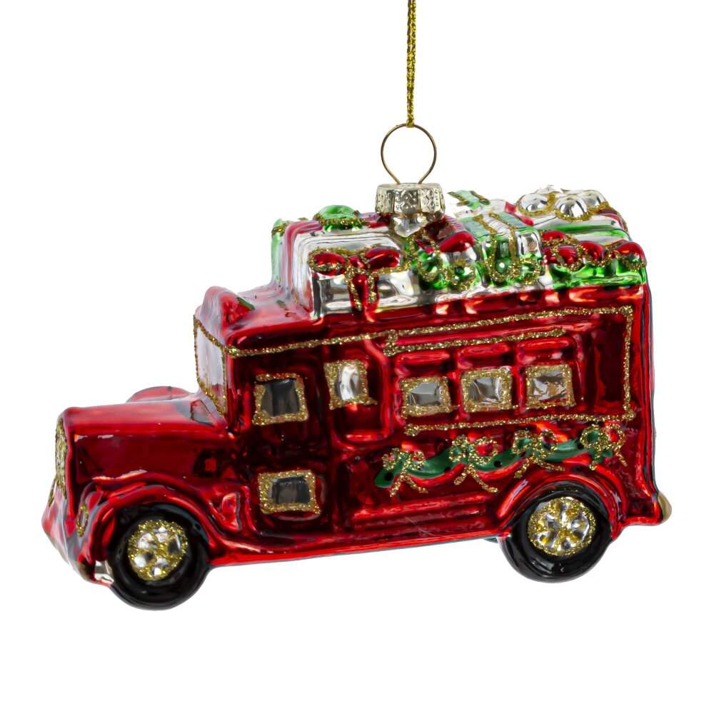 REMECO COLLECTION Игрушка елочная 812271 Машинка с подарками 10,5х4,5х8см (стекло)  