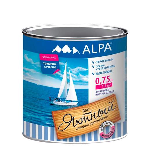 Лак яхтный алкидно-уретановый Alpa глянцевый  0,75л(0,8кг)