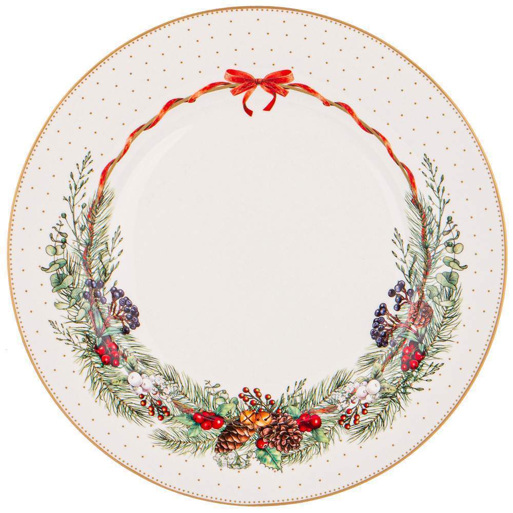 LEFARD Celebration Тарелка 85-1873 обеденная 27см белый борт с бантиком 