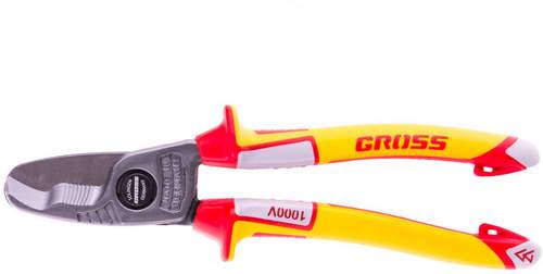 Кабелерез, диэлектр.рукоятки до 1000В, трехкомп.рукоятки, 210 мм Gross  17728