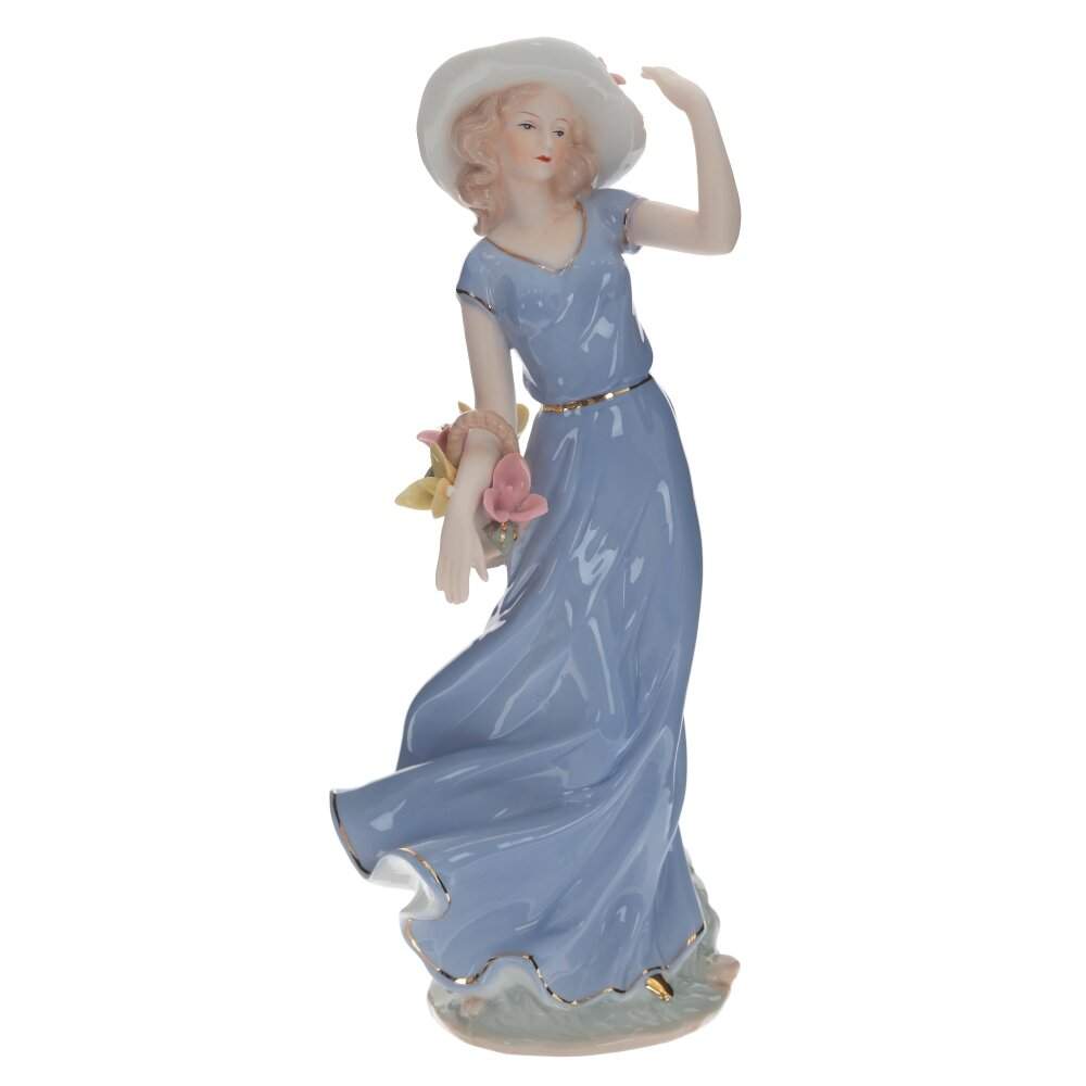REMECO COLLECTION Статуэтка 796231 Девушка в шляпе с корзинкой цветов фарфор 12,5х10,5х30,5см