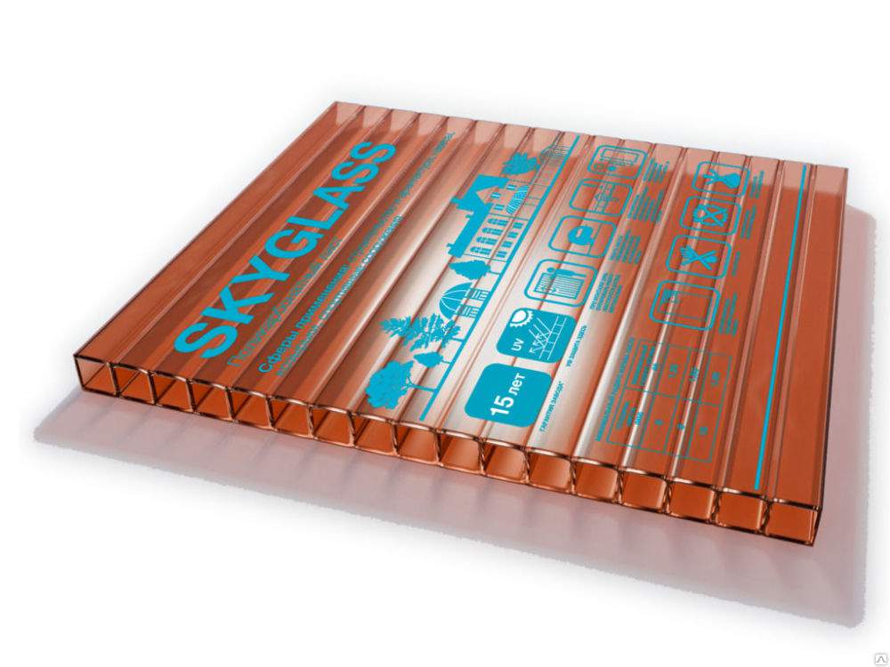 Сотовый поликарбонат 2100х6000х 10мм  Коричневый (SKYGLASS)